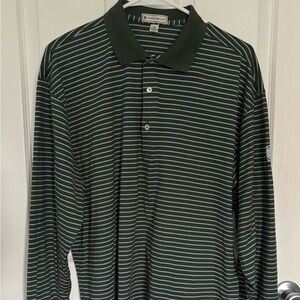 Peter Millar Dark Green Striped Polo Shirt